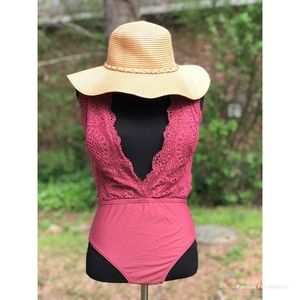 Xhilaration Halter One Piece Backless Swimsuit Sz Med